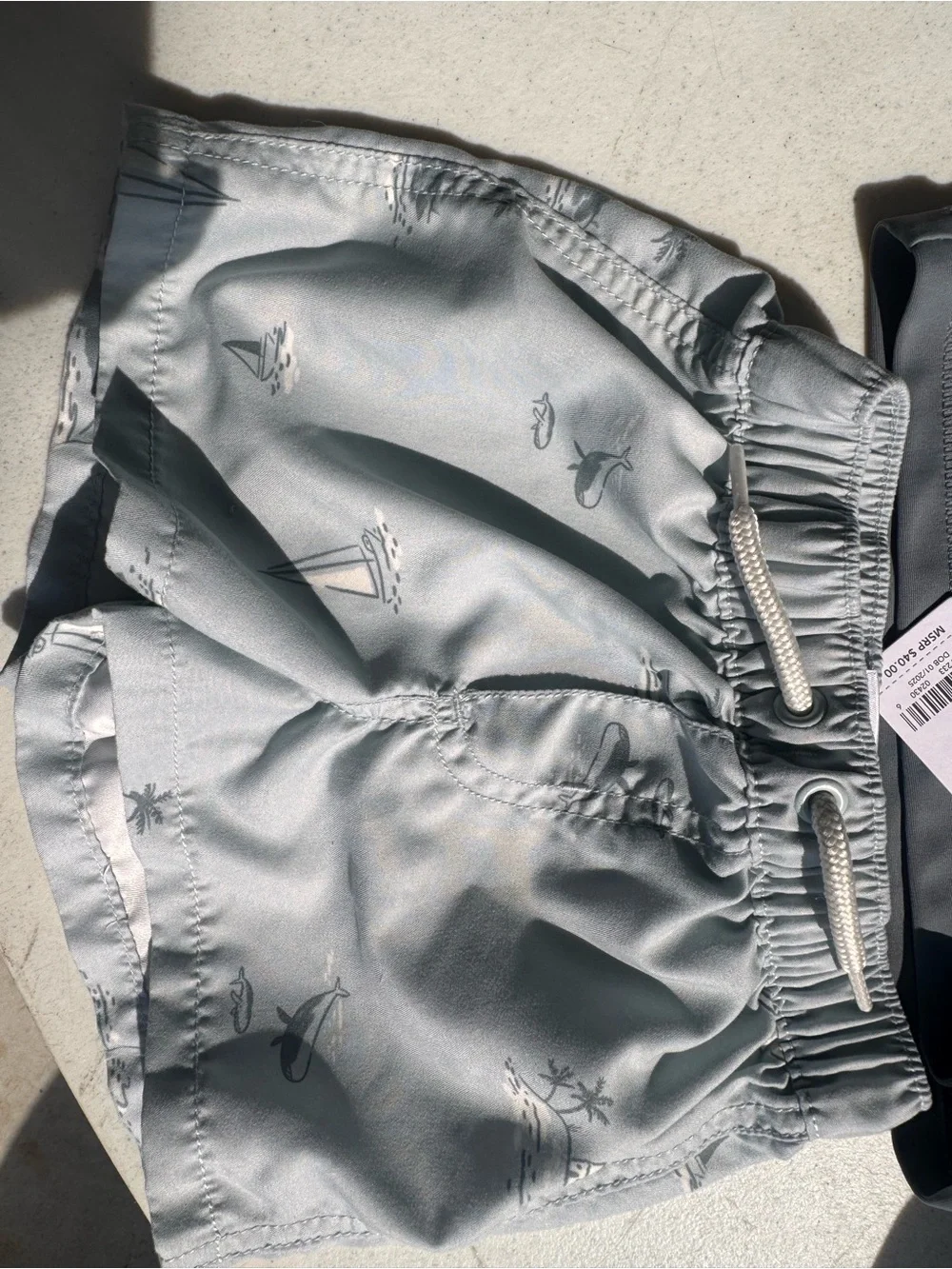 18M Carter's Light Gray and Charcoal Kids Swim Set with Hat